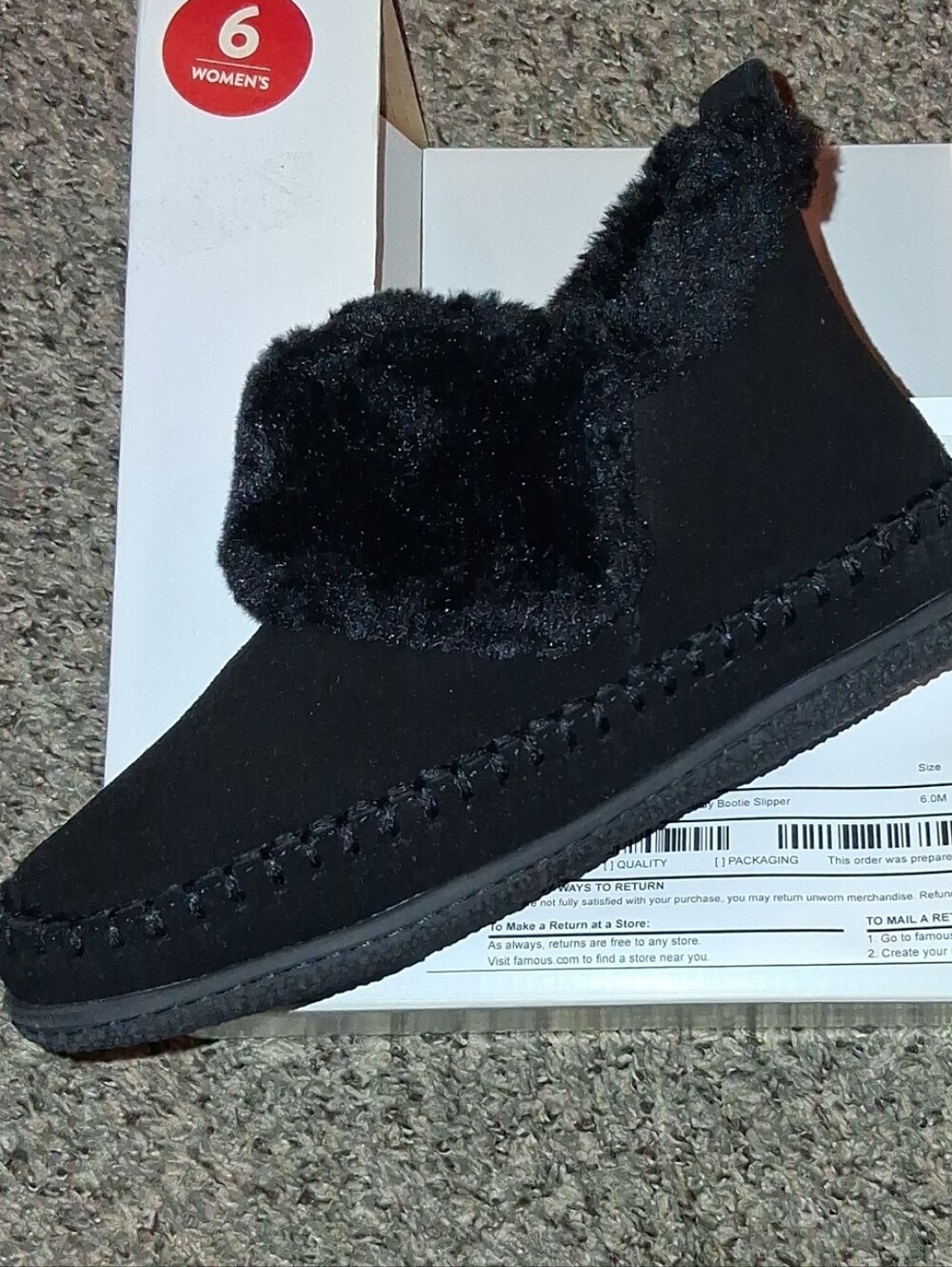 Minnetonka Black Faux Fur Ankle Booties